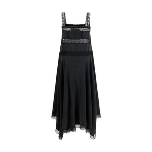 Ganni Schwarzes Seiden-Cocktailkleid