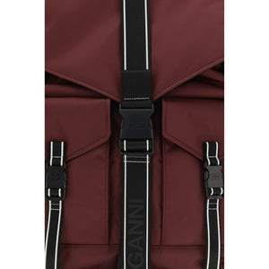Ganni Rucksack aus recyceltem Polyamid in Bordeaux