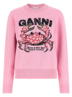 Ganni Mehrfarbige Wollstrickjacke
