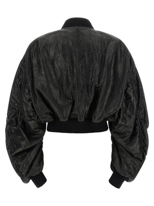 Rick Owens Schwarze Lammlederjacke