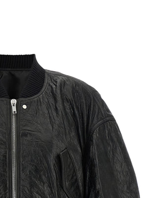 Rick Owens Schwarze Lammlederjacke