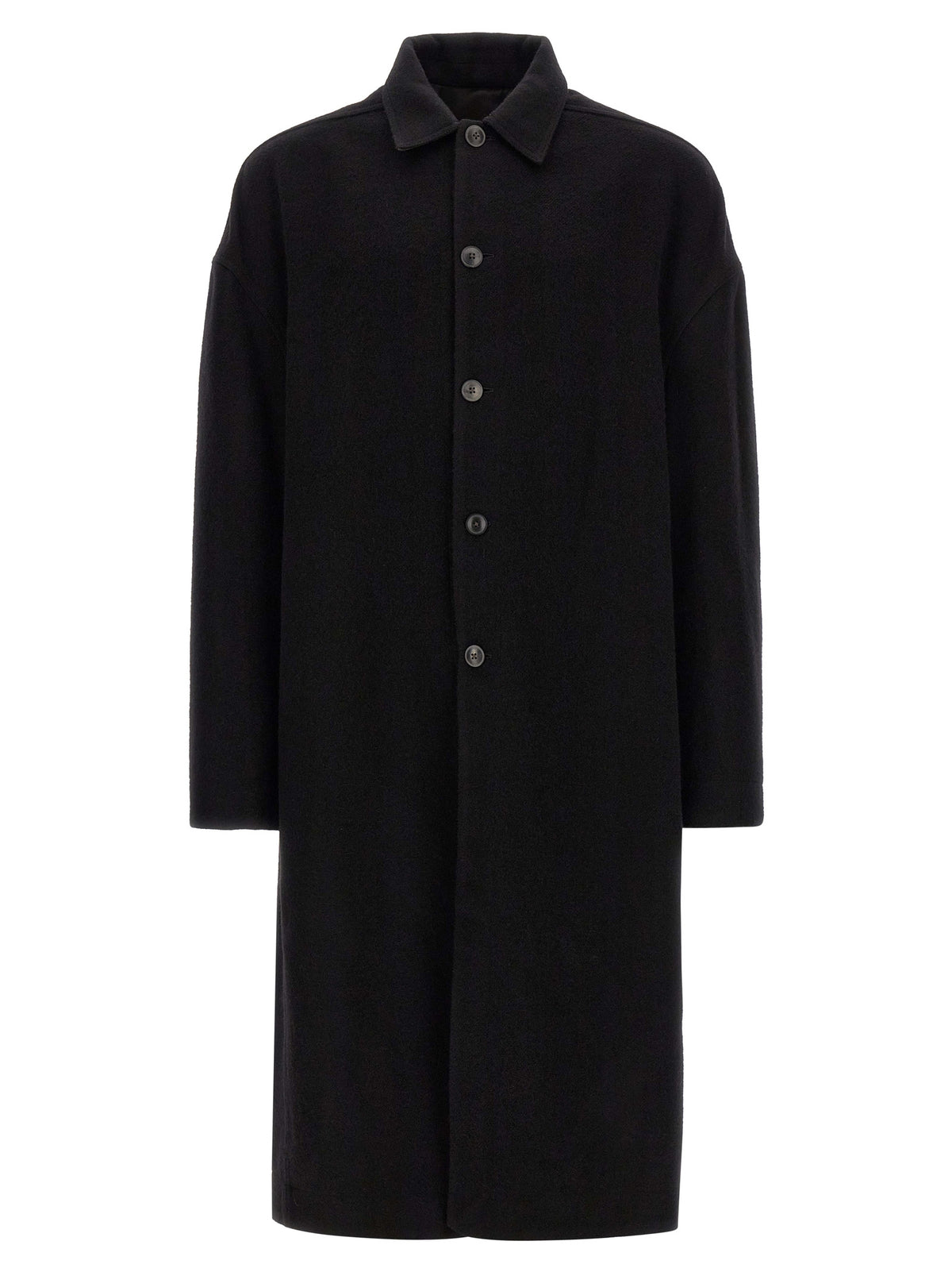 Rick Owens Schwarzer Wollmantel aus reiner Schurwolle