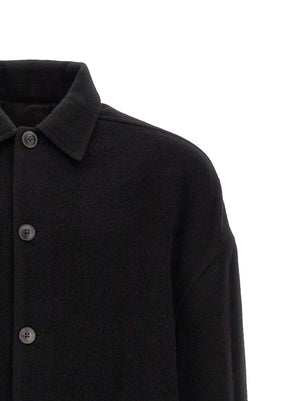 Rick Owens Schwarzer Wollmantel aus reiner Schurwolle
