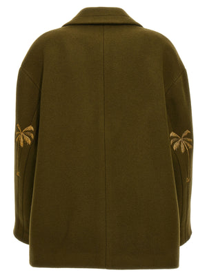 Palm Angels Zweifarbiger Mantel aus Schurwolle