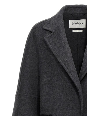 Max Mara Grauer Wollmantel aus reiner Schurwolle
