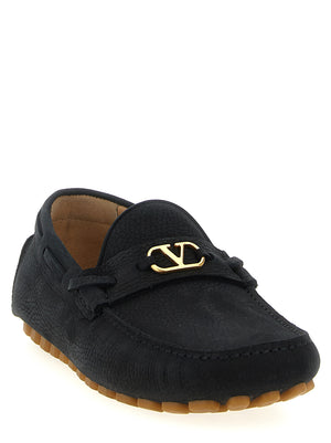 Valentino Garavani Schwarze Loafer aus Kalbsleder zum Hineinschlüpfen