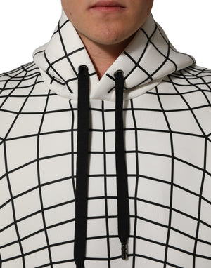 Dolce & Gabbana Kapuzenpullover mit weiß-schwarzem WarpGrid-Muster