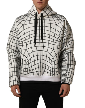 Dolce & Gabbana Kapuzenpullover mit weiß-schwarzem WarpGrid-Muster