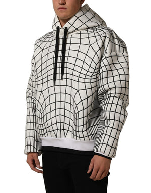 Dolce & Gabbana Kapuzenpullover mit weiß-schwarzem WarpGrid-Muster