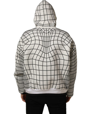Dolce & Gabbana Kapuzenpullover mit weiß-schwarzem WarpGrid-Muster