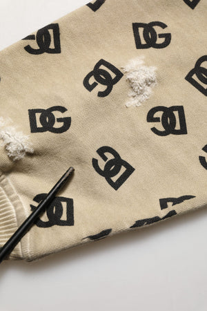 Dolce & Gabbana Brauner Baumwoll-Kapuzenpullover mit Logo