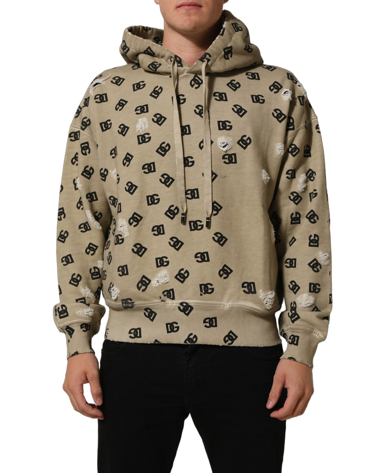 Dolce & Gabbana Brauner Baumwoll-Kapuzenpullover mit Logo