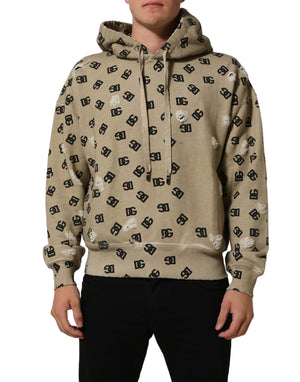 Dolce & Gabbana Brauner Baumwoll-Kapuzenpullover mit Logo