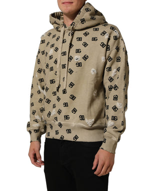 Dolce & Gabbana Brauner Baumwoll-Kapuzenpullover mit Logo