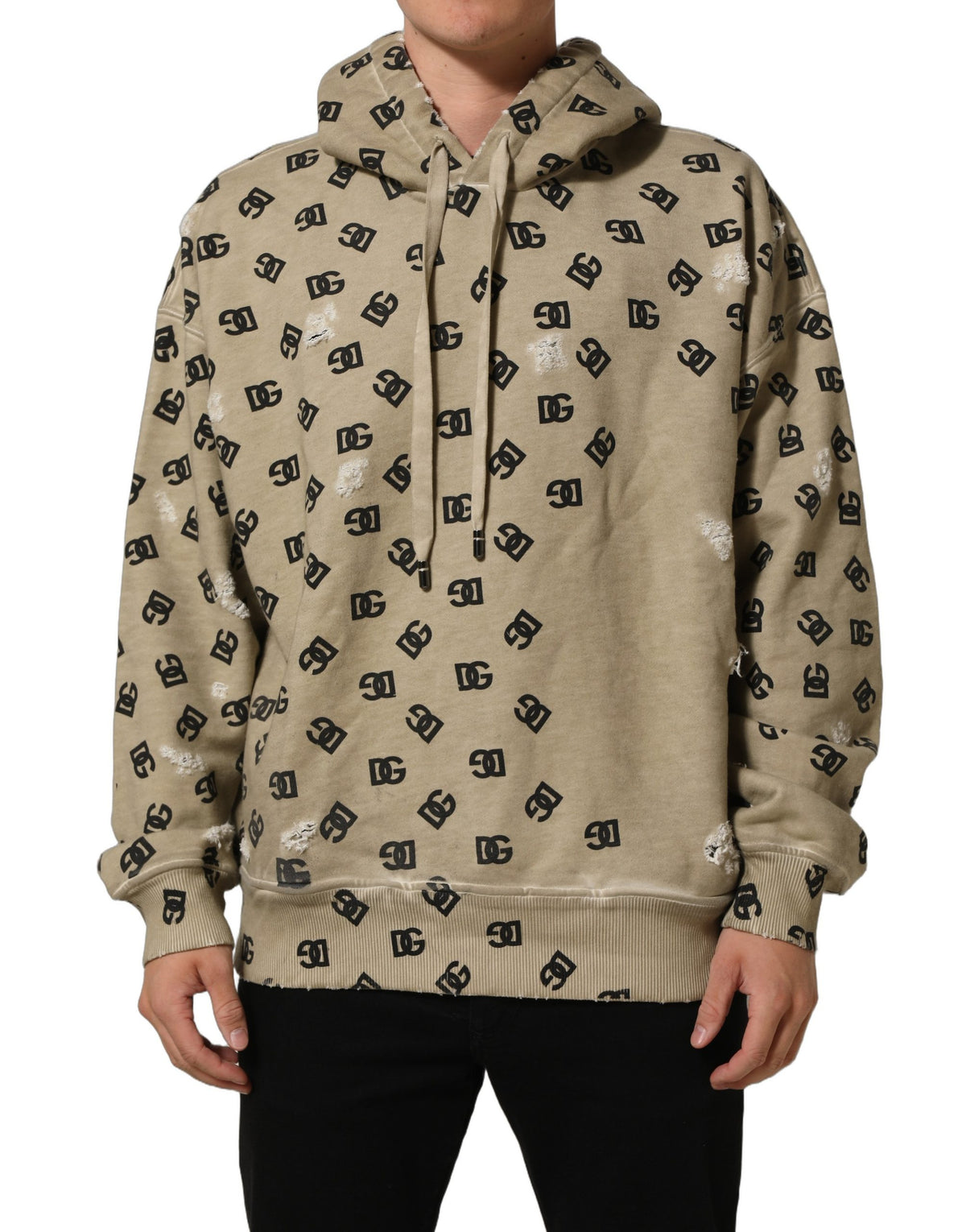 Dolce & Gabbana Brauner Baumwoll-Kapuzenpullover mit Logo