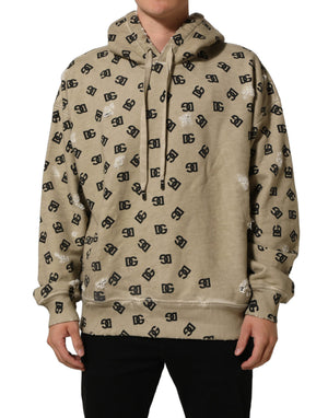 Dolce & Gabbana Brauner Baumwoll-Kapuzenpullover mit Logo
