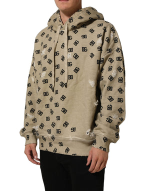 Dolce & Gabbana Brauner Baumwoll-Kapuzenpullover mit Logo