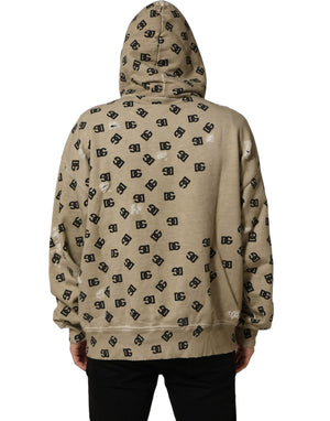 Dolce & Gabbana Brauner Baumwoll-Kapuzenpullover mit Logo