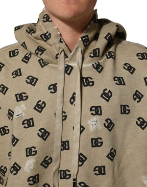 Dolce & Gabbana Brauner Baumwoll-Kapuzenpullover mit Logo