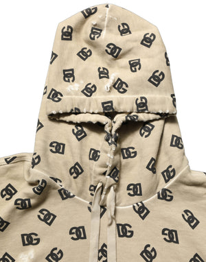 Dolce & Gabbana Brauner Baumwoll-Kapuzenpullover mit Logo