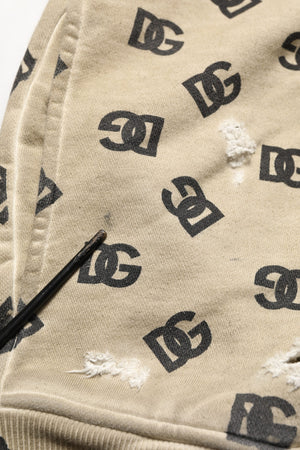 Dolce & Gabbana Brauner Baumwoll-Kapuzenpullover mit Logo