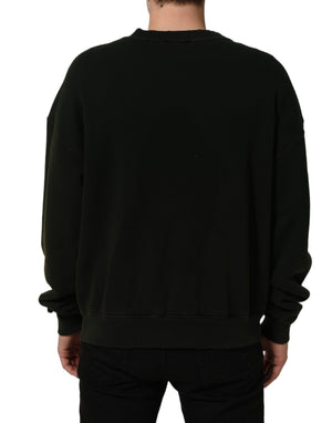 Dolce & Gabbana Herren-Sweatshirt aus schwarzer Baumwolle mit Rundhalsausschnitt