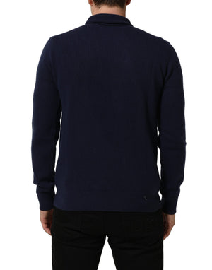 Dolce & Gabbana Blauer Wollstrick-Rollkragenpullover