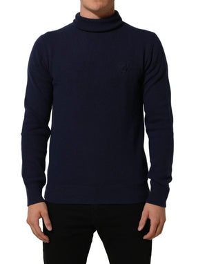 Dolce & Gabbana Blauer Wollstrick-Rollkragenpullover