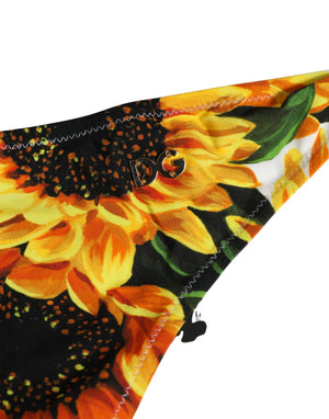 Dolce & Gabbana Gelber Bikini-Slip aus Nylon mit Sonnenblumenmuster