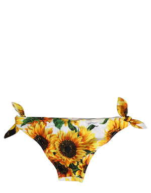 Dolce & Gabbana Gelber Bikini-Slip aus Nylon mit Sonnenblumenmuster