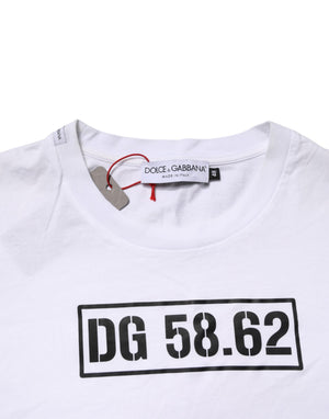 Dolce & Gabbana Weißes T-Shirt mit Rundhalsausschnitt und Logodruck aus Baumwolle