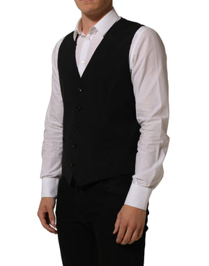 Dolce & Gabbana Schwarze Woll-Stretch-Weste Formal Dress Vest