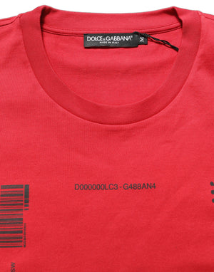 Dolce & Gabbana Rotes T-Shirt mit Rundhalsausschnitt und Grafikdruck aus Baumwolle