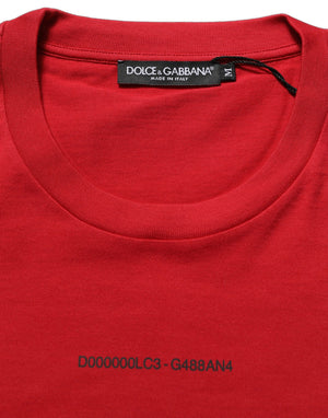 Dolce & Gabbana Rotes T-Shirt mit Rundhalsausschnitt und Grafikdruck aus Baumwolle