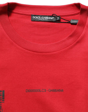 Dolce & Gabbana Rotes T-Shirt mit Rundhalsausschnitt und Grafikdruck aus Baumwolle