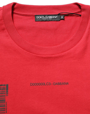 Dolce & Gabbana Rotes T-Shirt mit Rundhalsausschnitt und Grafikdruck aus Baumwolle
