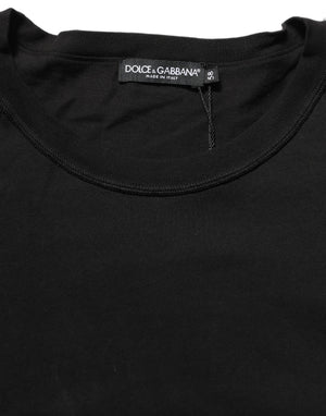 Dolce & Gabbana Schwarzes Baumwoll-T-Shirt mit kurzen Ärmeln und Rundhalsausschnitt