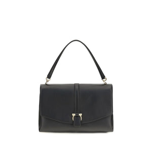 Ferragamo Schwarze Bos Taurus Kalbsleder Schultertasche
