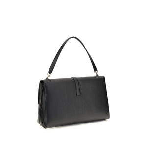 Ferragamo Schwarze Bos Taurus Kalbsleder Schultertasche