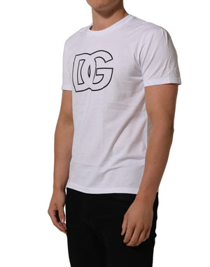 Dolce & Gabbana Weißes DG Logo Print Herren T-Shirt mit kurzen Ärmeln