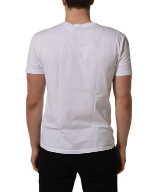 Dolce & Gabbana Weißes DG Logo Print Herren T-Shirt mit kurzen Ärmeln