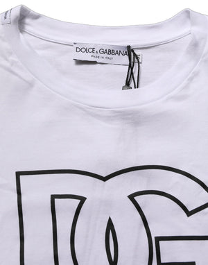 Dolce & Gabbana Weißes DG Logo Print Herren T-Shirt mit kurzen Ärmeln