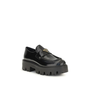 Prada Schwarze "Bos Taurus" Kalbsleder Loafer zum Hineinschlüpfen