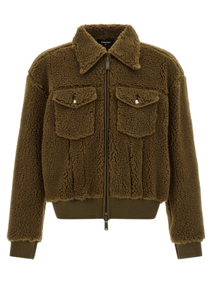 Dsquared² Braune Polyester-Jacke in voller Länge
