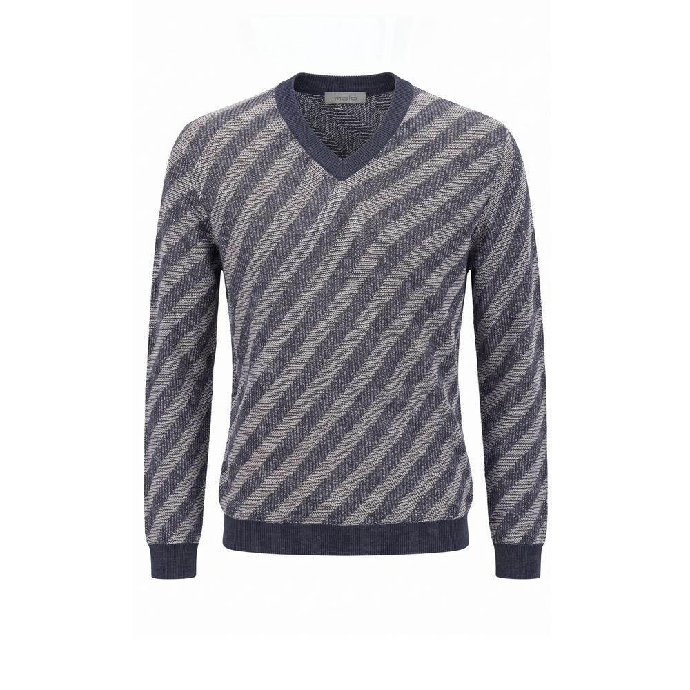 Malo Blauer Herrenpullover aus Leinen