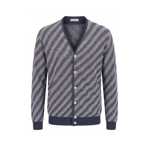 Malo Blauer Herren Cardigan aus Leinen