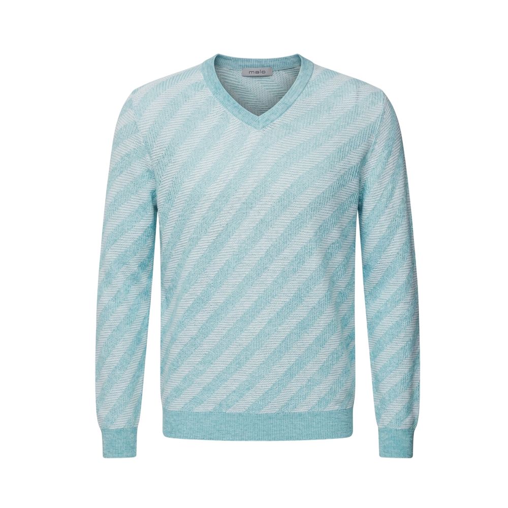 Malo Hellblauer Herrenpullover aus Leinen