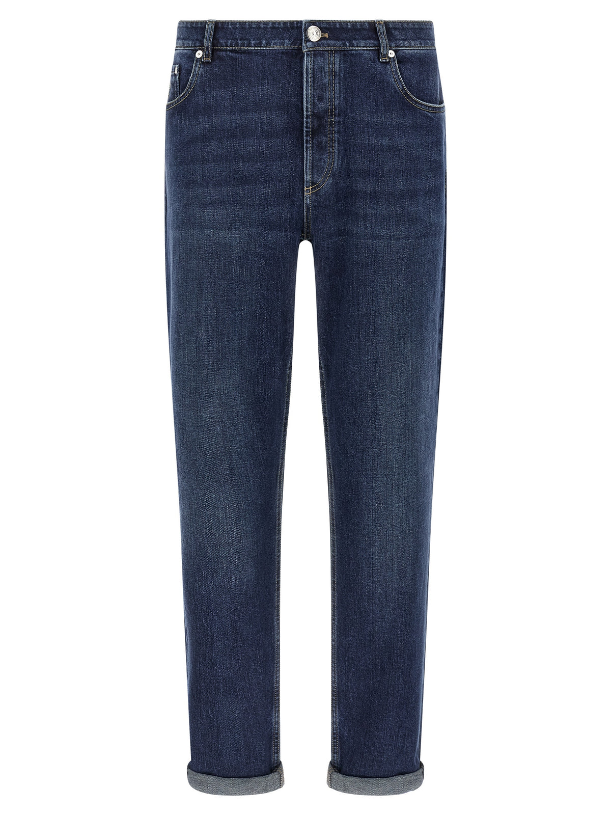 Brunello Cucinelli Blaue Jeans aus Baumwolle im geraden Schnitt