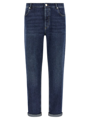Brunello Cucinelli Blaue Jeans aus Baumwolle im geraden Schnitt