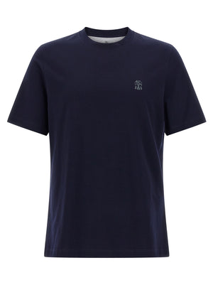 Brunello Cucinelli Blaues Baumwoll-T-Shirt